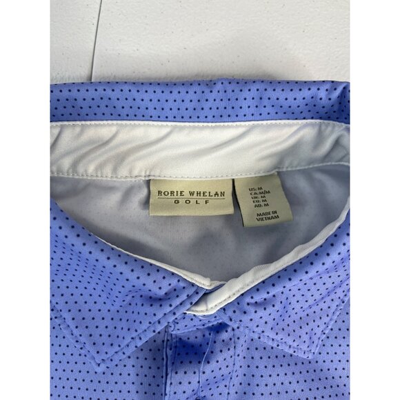 Rorie Whelan Golf Men's Polo Shirt M Blue Polka Dots Polyester Spandex - Picture 3 of 4